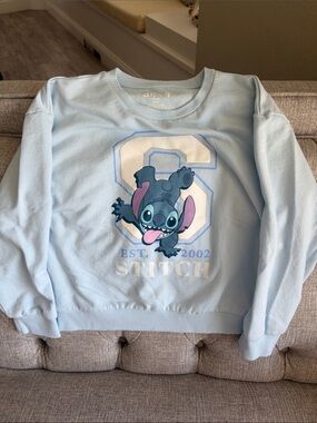 Disney Light Blue Stitch Pullover Sweatshirt